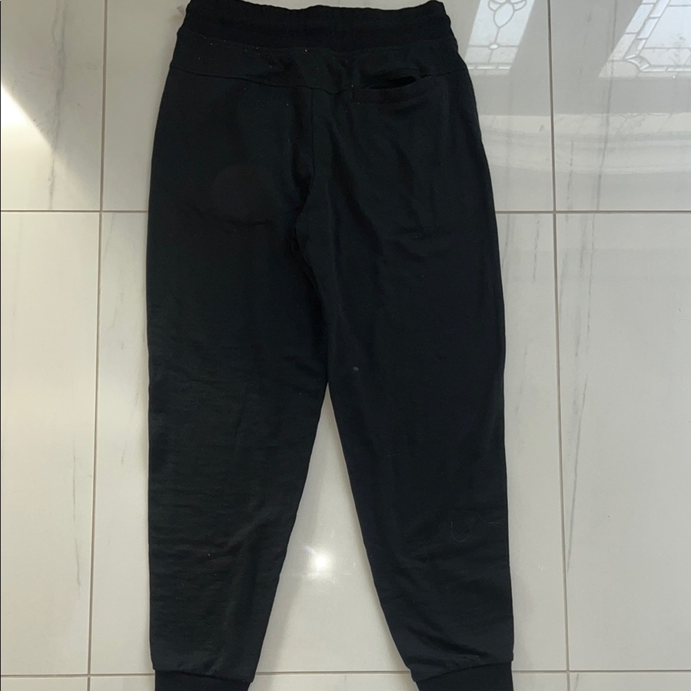 Black Alternative Jogger Pants White Drawstring Waist 2 Front Pockets Size Small - Picture 3 of 3